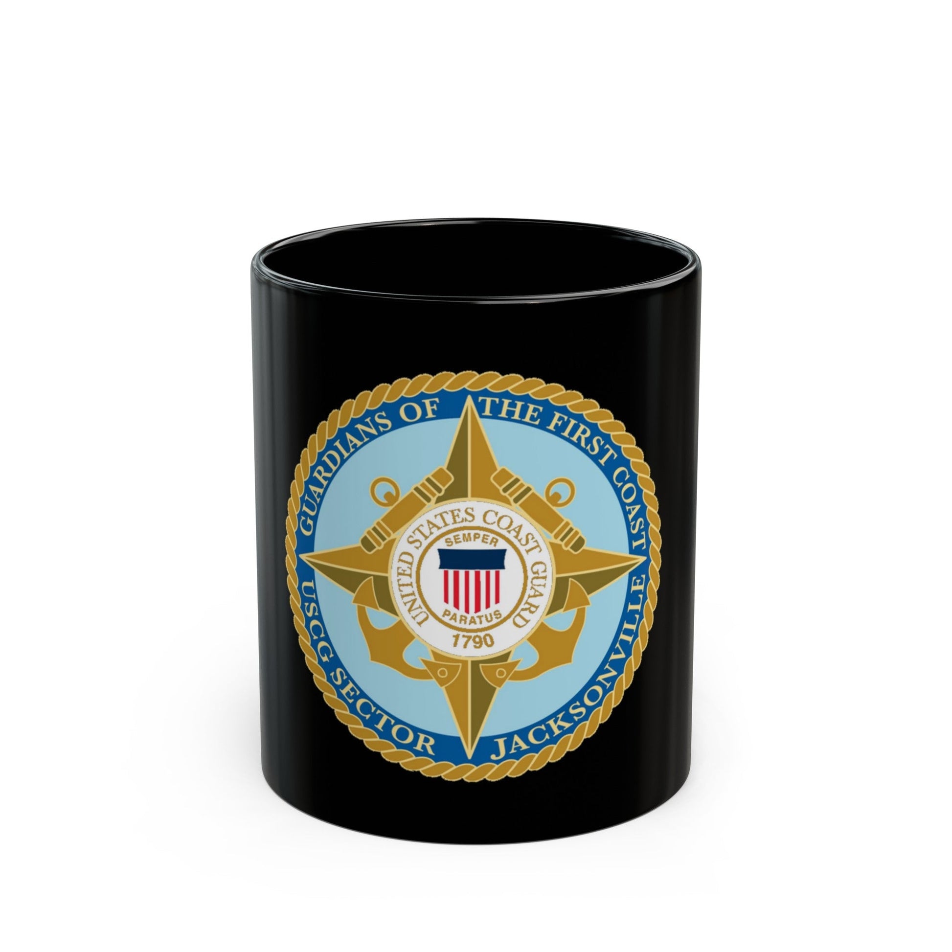 USCG Sector Jacksonville Guardians of the first coast (U.S. Coast Guard) Black Coffee Mug-11oz-The Sticker Space