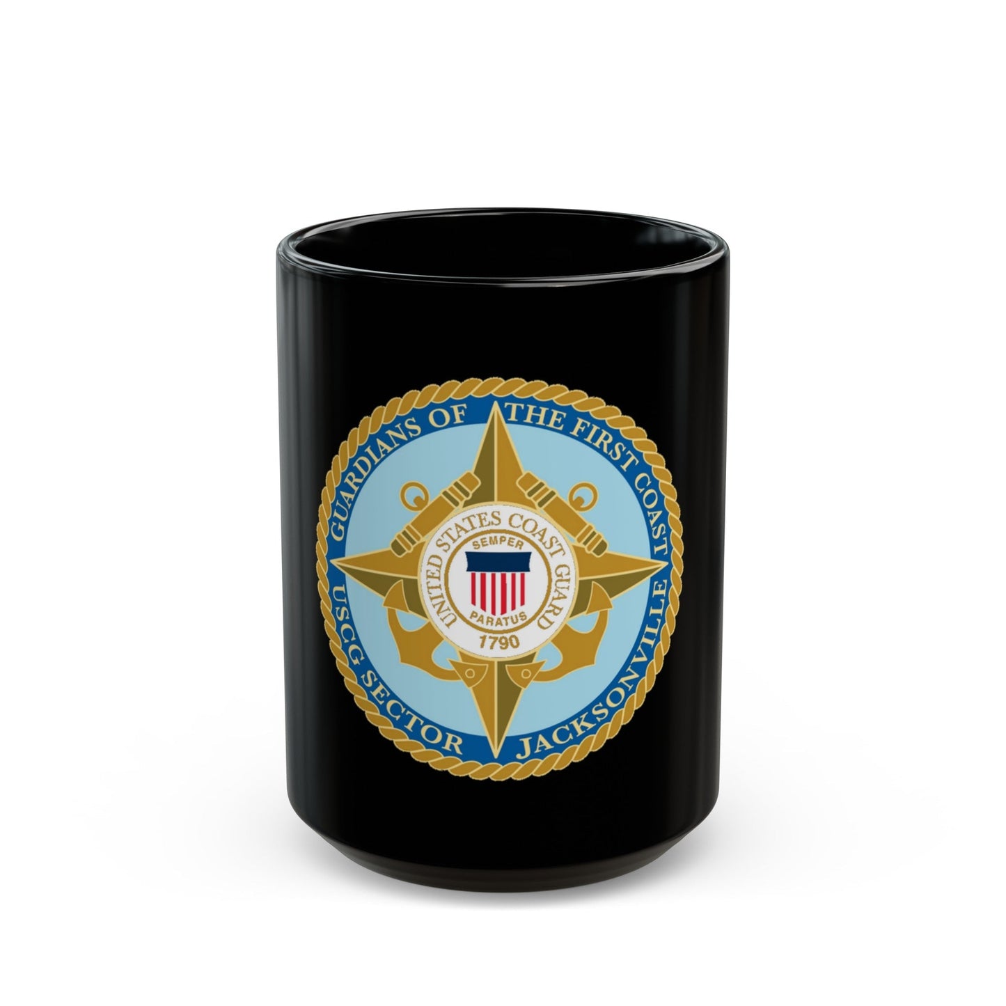 USCG Sector Jacksonville Guardians of the first coast (U.S. Coast Guard) Black Coffee Mug-15oz-The Sticker Space