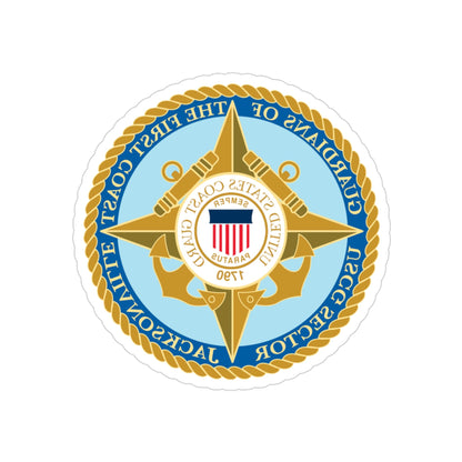 USCG Sector Jacksonville Guardians of the first coast (U.S. Coast Guard) REVERSE PRINT Transparent STICKER-3" × 3"-The Sticker Space