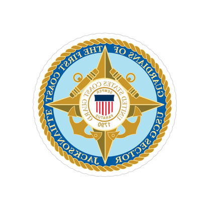 USCG Sector Jacksonville Guardians of the first coast (U.S. Coast Guard) REVERSE PRINT Transparent STICKER-4" × 4"-The Sticker Space