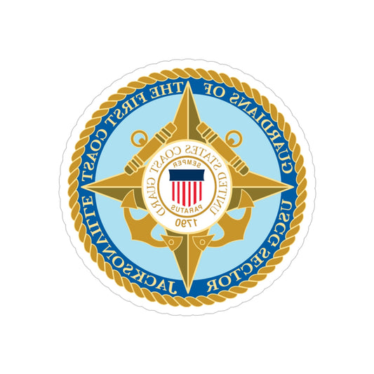 USCG Sector Jacksonville Guardians of the first coast (U.S. Coast Guard) REVERSE PRINT Transparent STICKER-6" × 6"-The Sticker Space