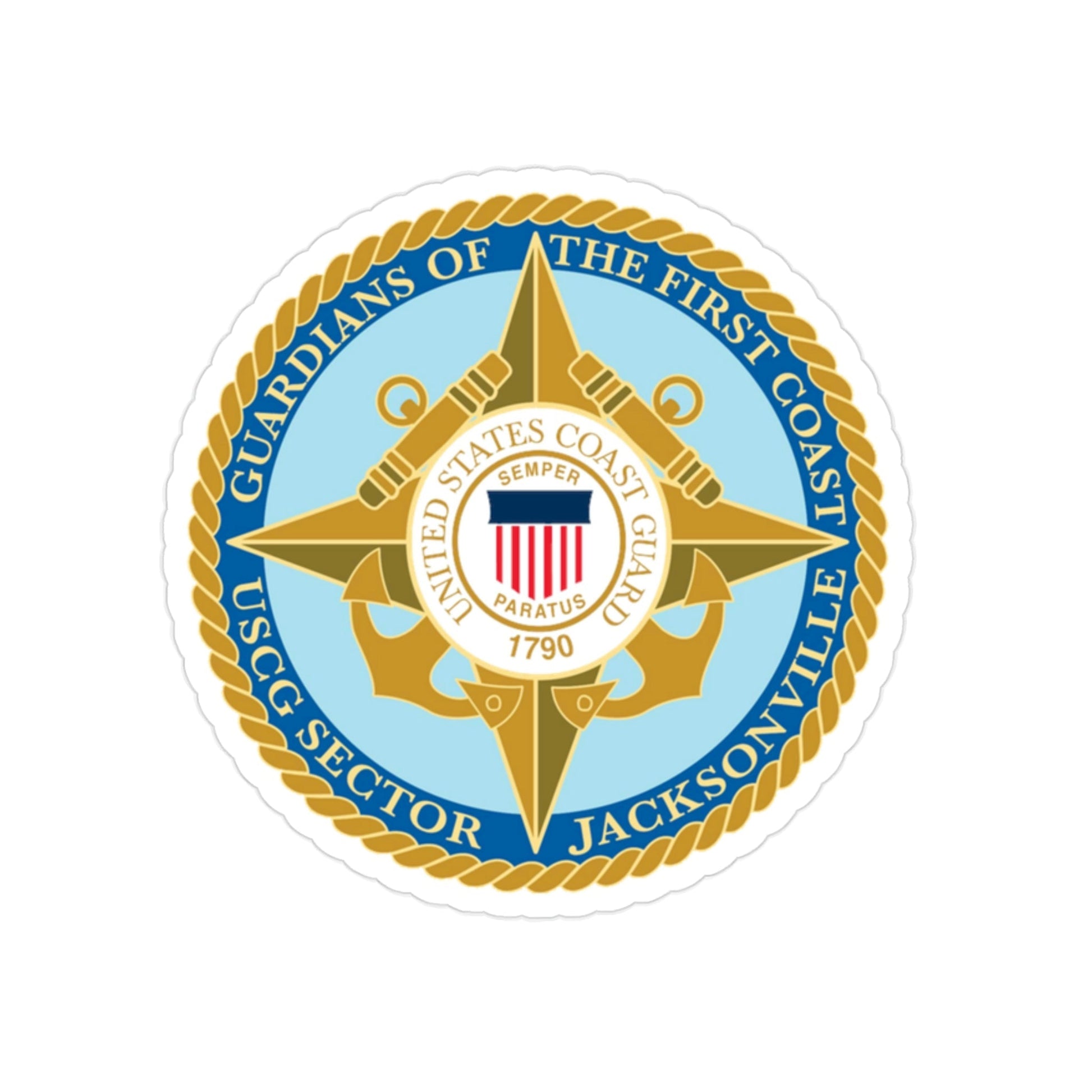 USCG Sector Jacksonville Guardians of the first coast (U.S. Coast Guard) Transparent STICKER Die-Cut Vinyl Decal-2 Inch-The Sticker Space