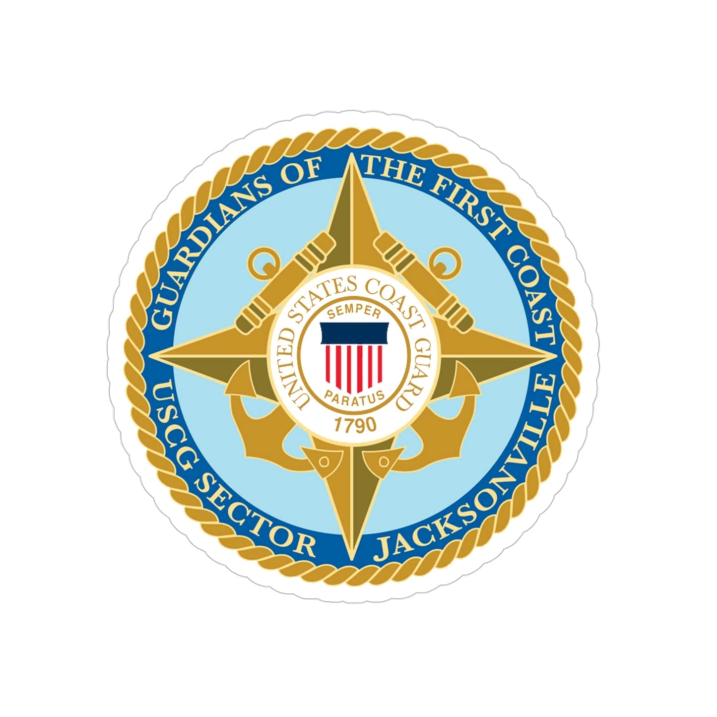 USCG Sector Jacksonville Guardians of the first coast (U.S. Coast Guard) Transparent STICKER Die-Cut Vinyl Decal-3 Inch-The Sticker Space