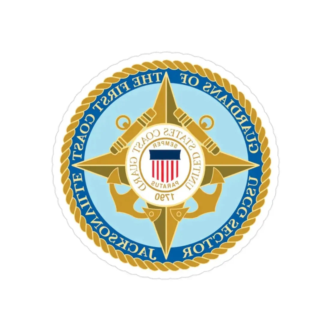 USCG Sector Jacksonville Guardians of the first coast (U.S. Coast Guard) REVERSE PRINT Transparent Die-Cut STICKER 2 Inch Die-Cut Transparent - The Sticker Space