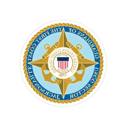 USCG Sector Jacksonville Guardians of the first coast (U.S. Coast Guard) REVERSE PRINT Transparent Die-Cut STICKER 2 Inch Die-Cut Transparent - The Sticker Space