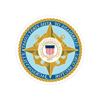USCG Sector Jacksonville Guardians of the first coast (U.S. Coast Guard) REVERSE PRINT Transparent Die-Cut STICKER 3 Inch Die-Cut Transparent - The Sticker Space
