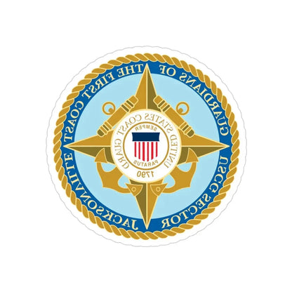 USCG Sector Jacksonville Guardians of the first coast (U.S. Coast Guard) REVERSE PRINT Transparent Die-Cut STICKER 4 Inch Die-Cut Transparent - The Sticker Space