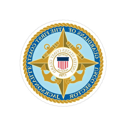 USCG Sector Jacksonville Guardians of the first coast (U.S. Coast Guard) REVERSE PRINT Transparent Die-Cut STICKER 5 Inch Die-Cut Transparent - The Sticker Space