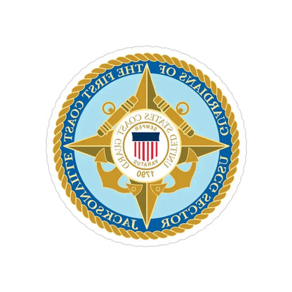 USCG Sector Jacksonville Guardians of the first coast (U.S. Coast Guard) REVERSE PRINT Transparent Die-Cut STICKER 6 Inch Die-Cut Transparent - The Sticker Space
