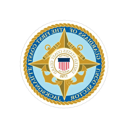 USCG Sector Jacksonville Guardians of the first coast (U.S. Coast Guard) REVERSE PRINT Transparent Die-Cut STICKER 6 Inch Die-Cut Transparent - The Sticker Space