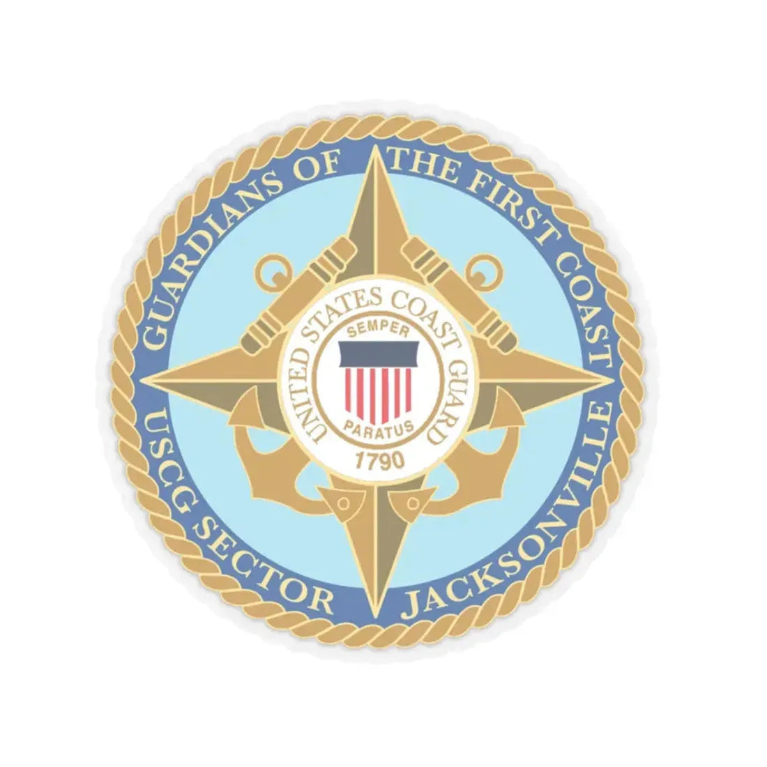 USCG Sector Jacksonville Guardians of the first coast (U.S. Coast Guard) STICKER Vinyl Kiss-Cut Decal 3 Inch Transparent - The Sticker Space