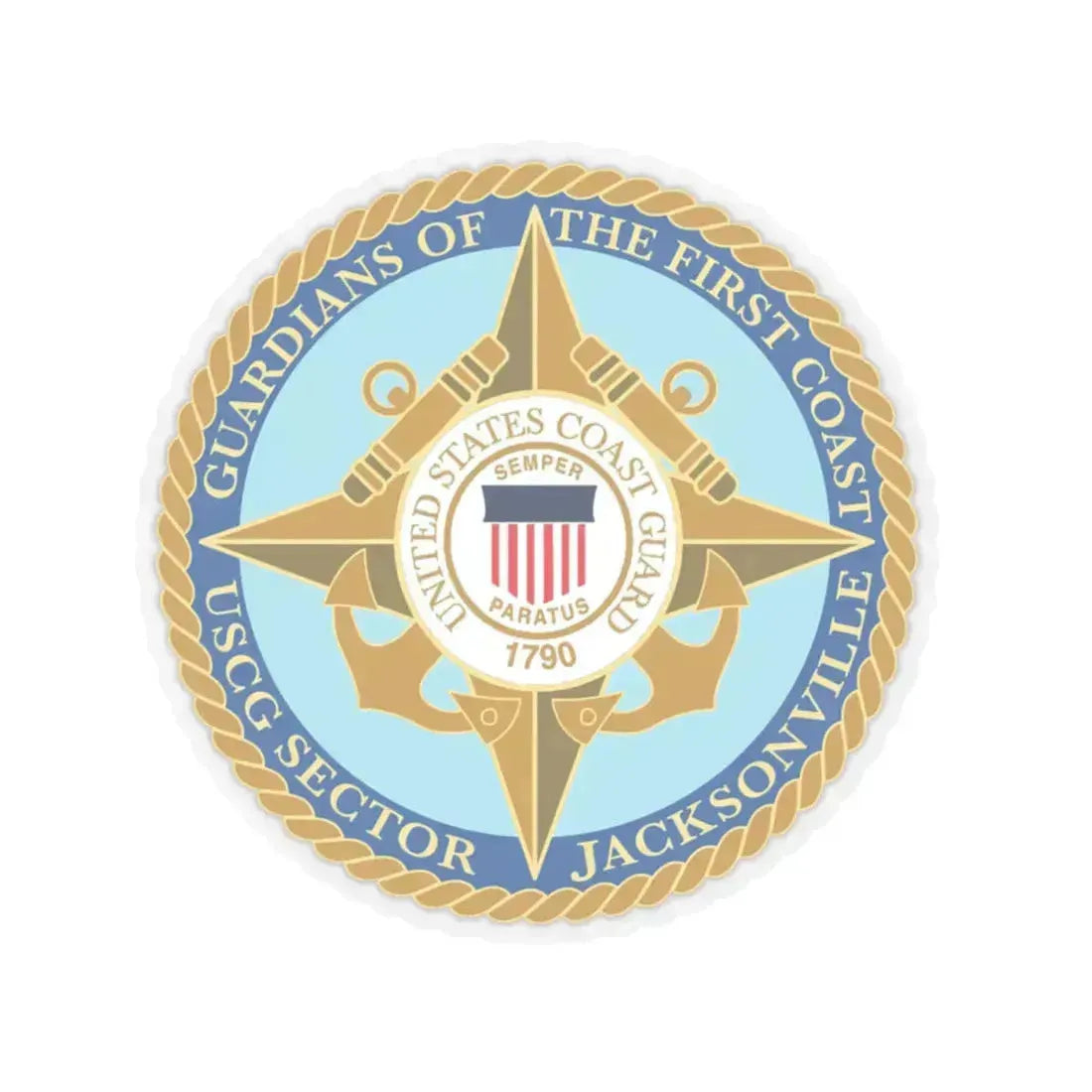 USCG Sector Jacksonville Guardians of the first coast (U.S. Coast Guard) STICKER Vinyl Kiss-Cut Decal 4 Inch Transparent - The Sticker Space