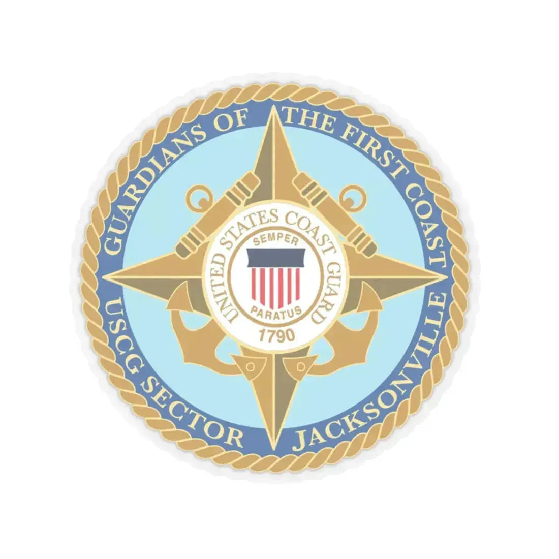 USCG Sector Jacksonville Guardians of the first coast (U.S. Coast Guard) STICKER Vinyl Kiss-Cut Decal 4 Inch Transparent - The Sticker Space