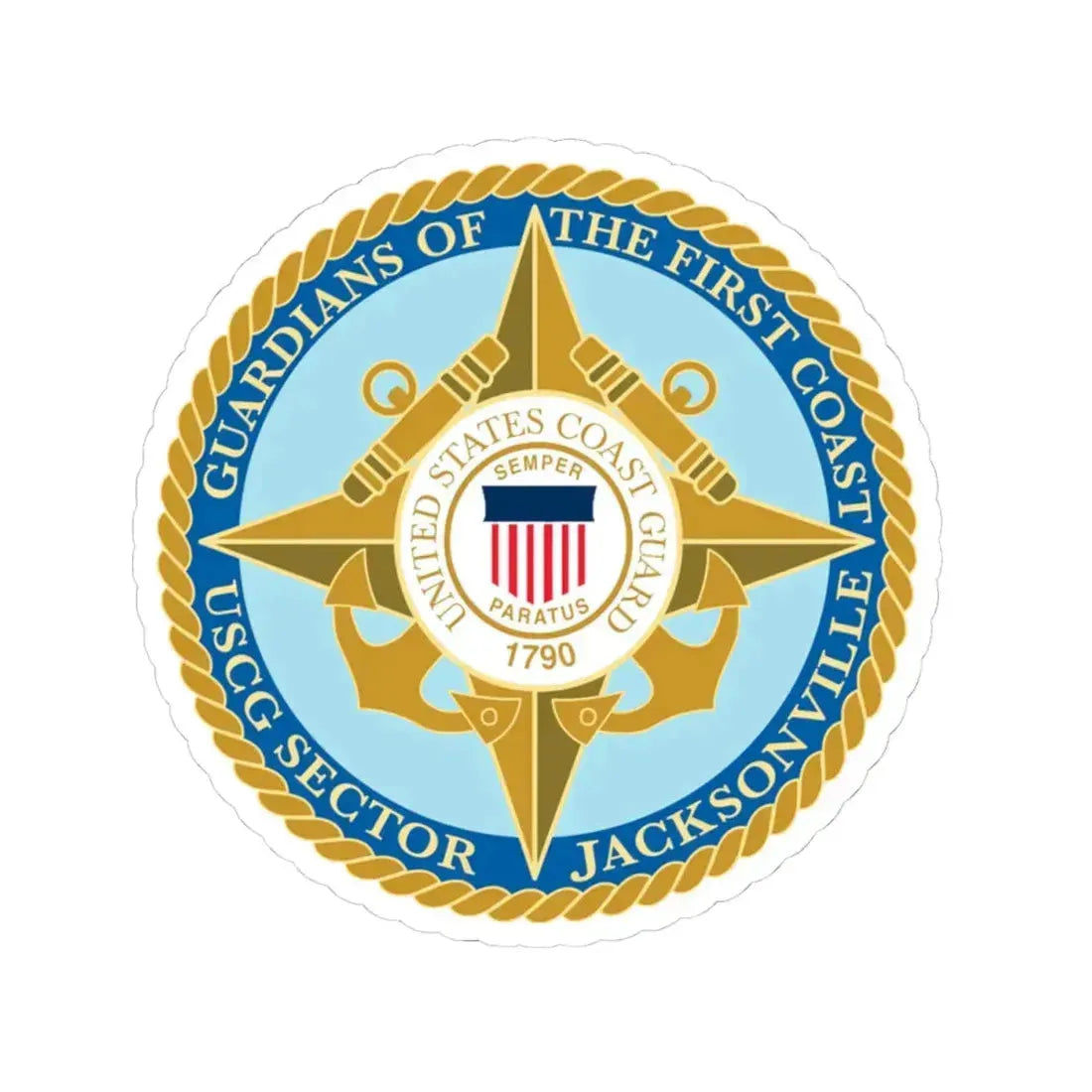 USCG Sector Jacksonville Guardians of the first coast (U.S. Coast Guard) STICKER Vinyl Kiss-Cut Decal 4 Inch White - The Sticker Space