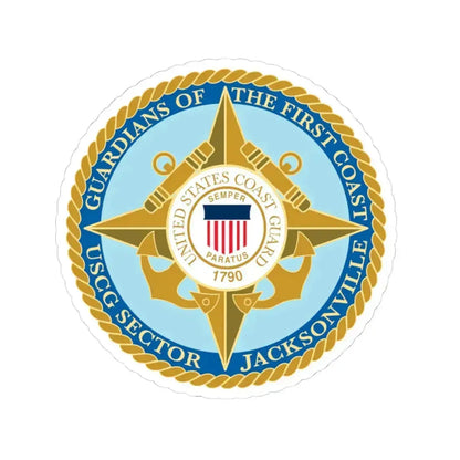 USCG Sector Jacksonville Guardians of the first coast (U.S. Coast Guard) STICKER Vinyl Kiss-Cut Decal 4 Inch White - The Sticker Space