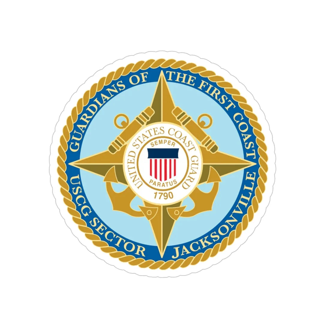 USCG Sector Jacksonville Guardians of the first coast (U.S. Coast Guard) Transparent STICKER Die-Cut Vinyl Decal 4 Inch - The Sticker Space