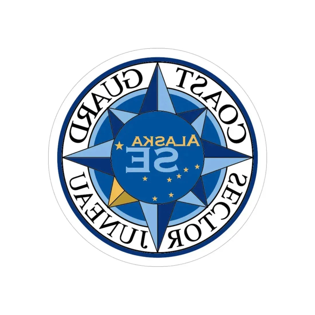 USCG Sector Juneau (U.S. Coast Guard) REVERSE PRINT Transparent Die-Cut STICKER 4 Inch Die-Cut Transparent - The Sticker Space