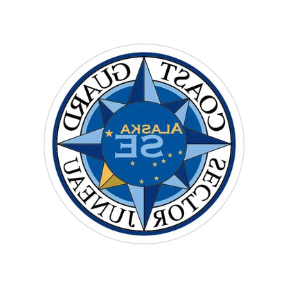 USCG Sector Juneau (U.S. Coast Guard) REVERSE PRINT Transparent Die-Cut STICKER 4 Inch Die-Cut Transparent - The Sticker Space