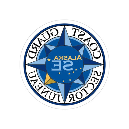 USCG Sector Juneau (U.S. Coast Guard) REVERSE PRINT Transparent Die-Cut STICKER 5 Inch Die-Cut Transparent - The Sticker Space