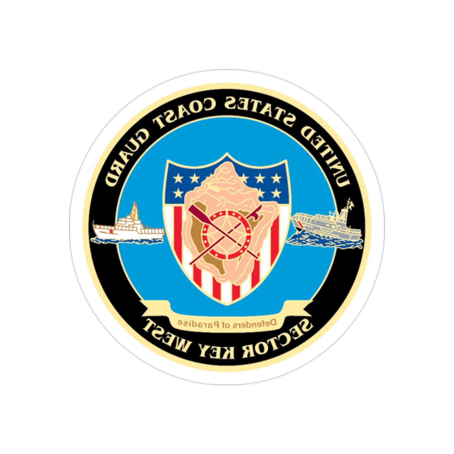 USCG Sector Key West New 2006 (U.S. Coast Guard) REVERSE PRINT Transparent STICKER-2" × 2"-The Sticker Space