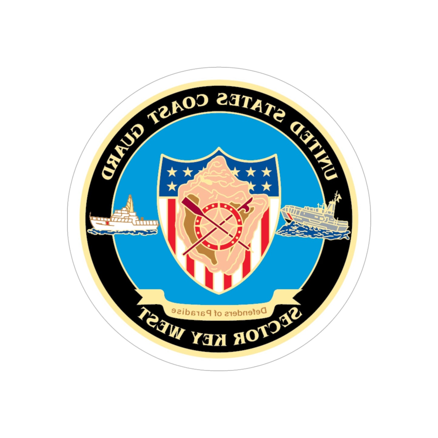 USCG Sector Key West New 2006 (U.S. Coast Guard) REVERSE PRINT Transparent STICKER-5" × 5"-The Sticker Space