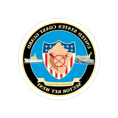 USCG Sector Key West   New 2006 (U.S. Coast Guard) REVERSE PRINT Transparent Die-Cut STICKER 4 Inch Die-Cut Transparent - The Sticker Space
