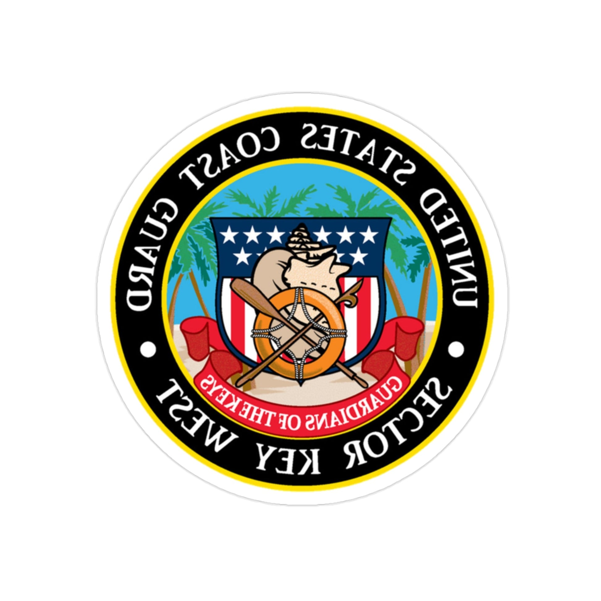 USCG Sector Key West (U.S. Coast Guard) REVERSE PRINT Transparent STICKER-2" × 2"-The Sticker Space