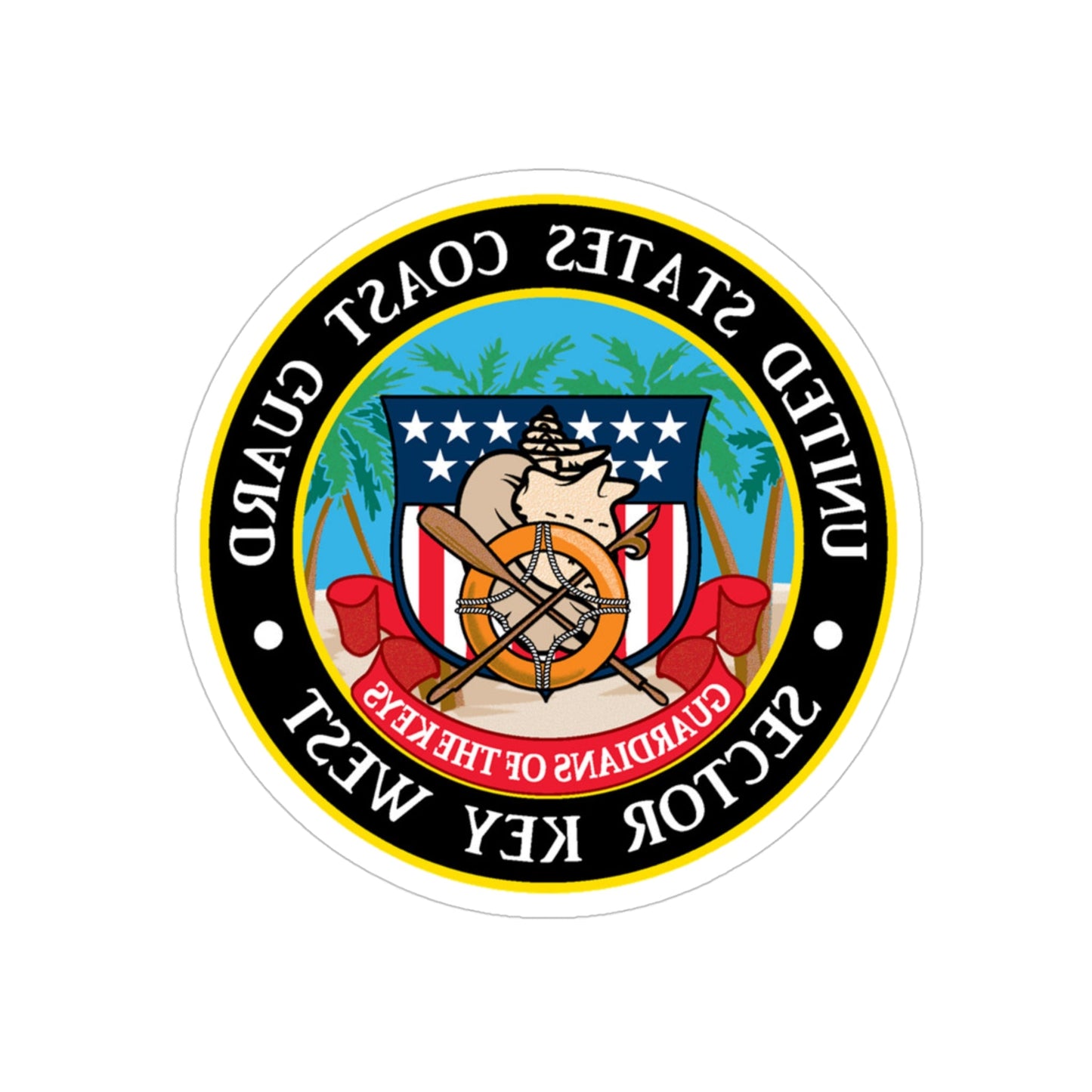 USCG Sector Key West (U.S. Coast Guard) REVERSE PRINT Transparent STICKER-4" × 4"-The Sticker Space