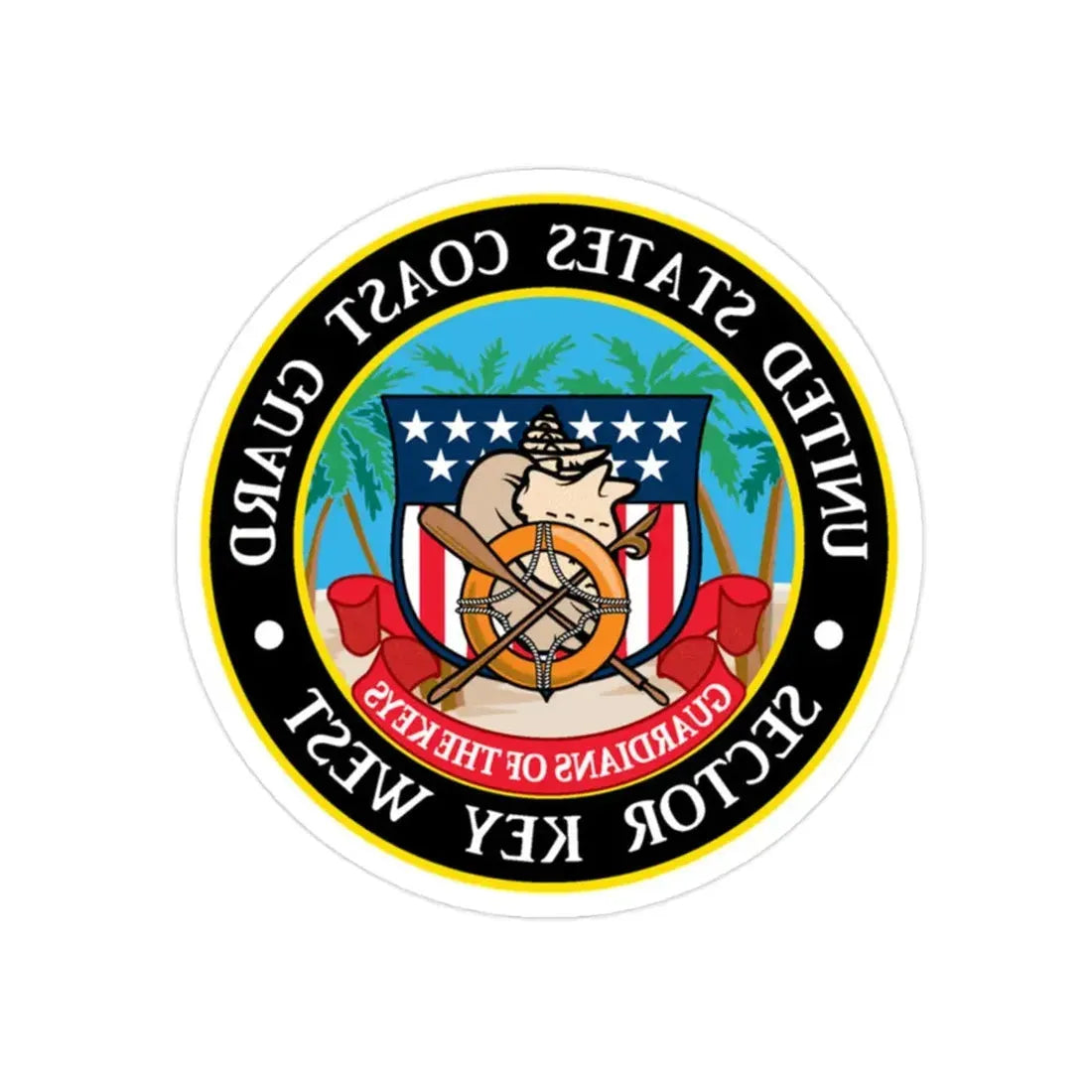 USCG Sector Key West (U.S. Coast Guard) REVERSE PRINT Transparent Die-Cut STICKER 2 Inch Die-Cut Transparent - The Sticker Space