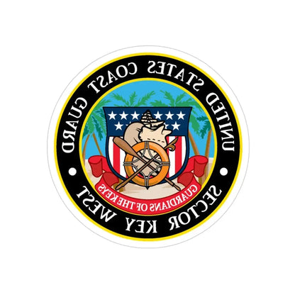 USCG Sector Key West (U.S. Coast Guard) REVERSE PRINT Transparent Die-Cut STICKER 3 Inch Die-Cut Transparent - The Sticker Space