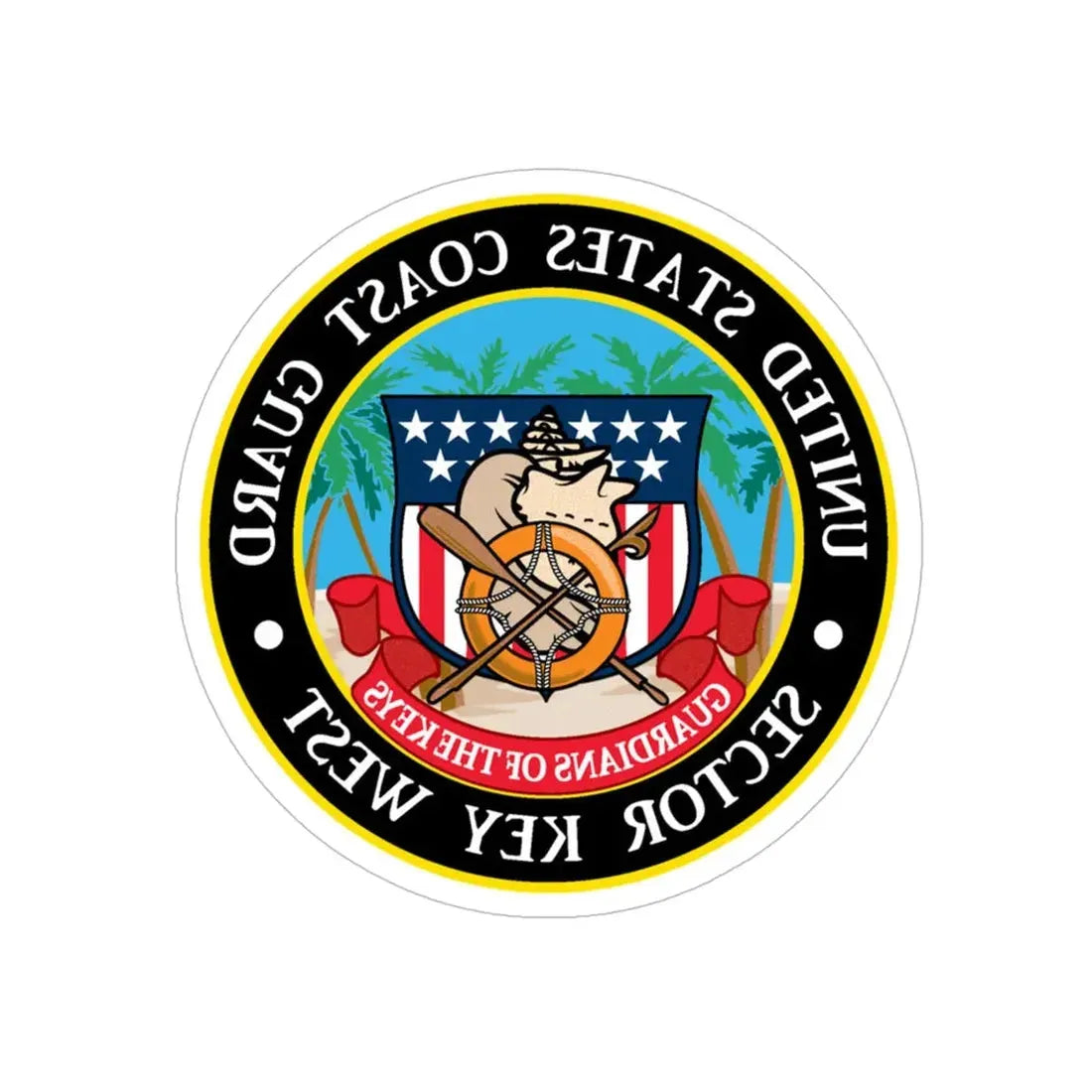 USCG Sector Key West (U.S. Coast Guard) REVERSE PRINT Transparent Die-Cut STICKER 6 Inch Die-Cut Transparent - The Sticker Space