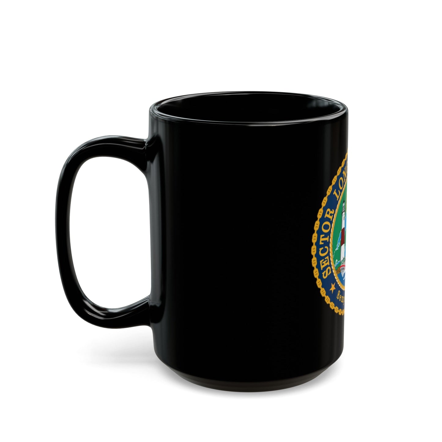 USCG Sector Long Island Sound (U.S. Coast Guard) Black Coffee Mug-The Sticker Space