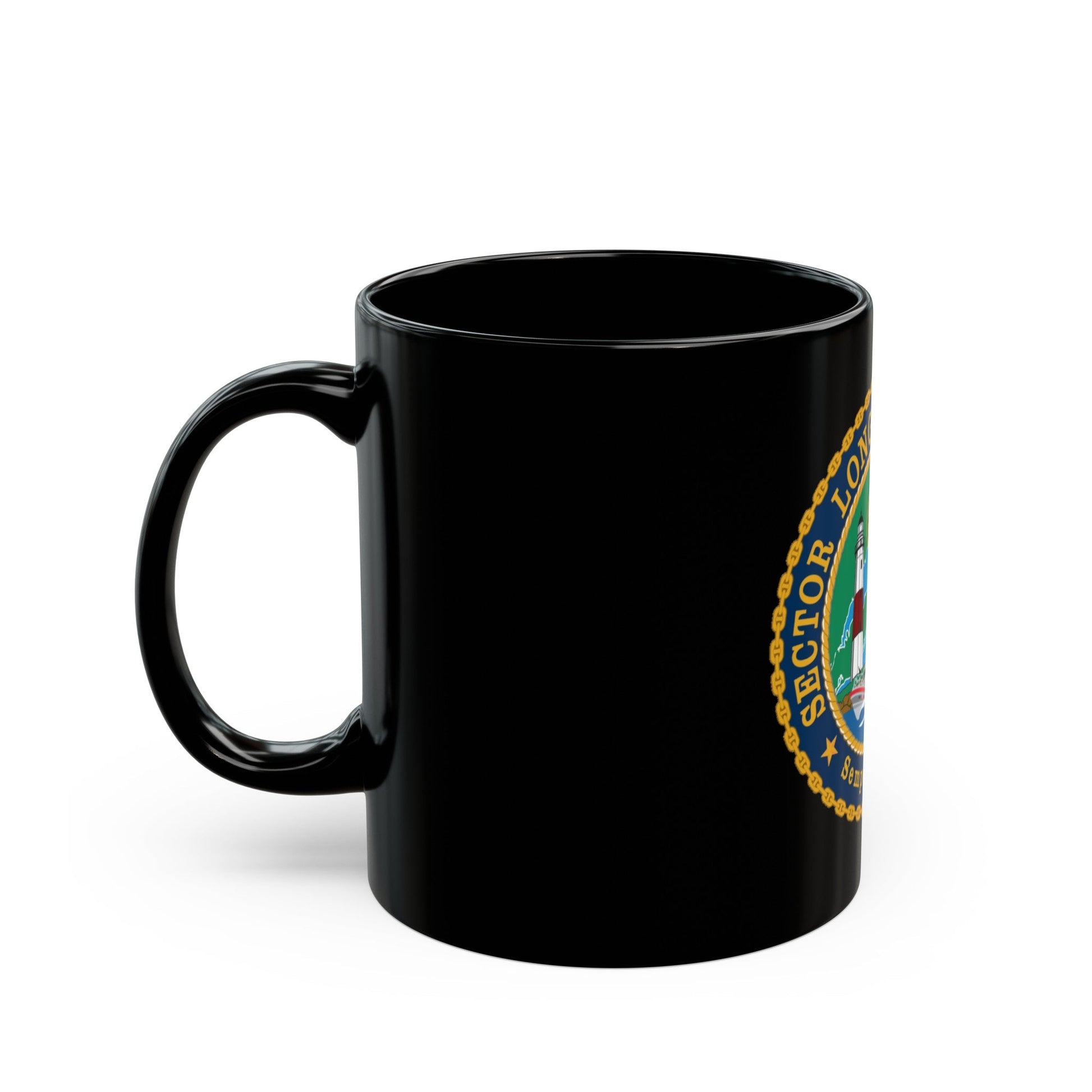 USCG Sector Long Island Sound (U.S. Coast Guard) Black Coffee Mug-The Sticker Space