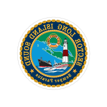 USCG Sector Long Island Sound (U.S. Coast Guard) REVERSE PRINT Transparent Die-Cut STICKER 4 Inch Die-Cut Transparent - The Sticker Space