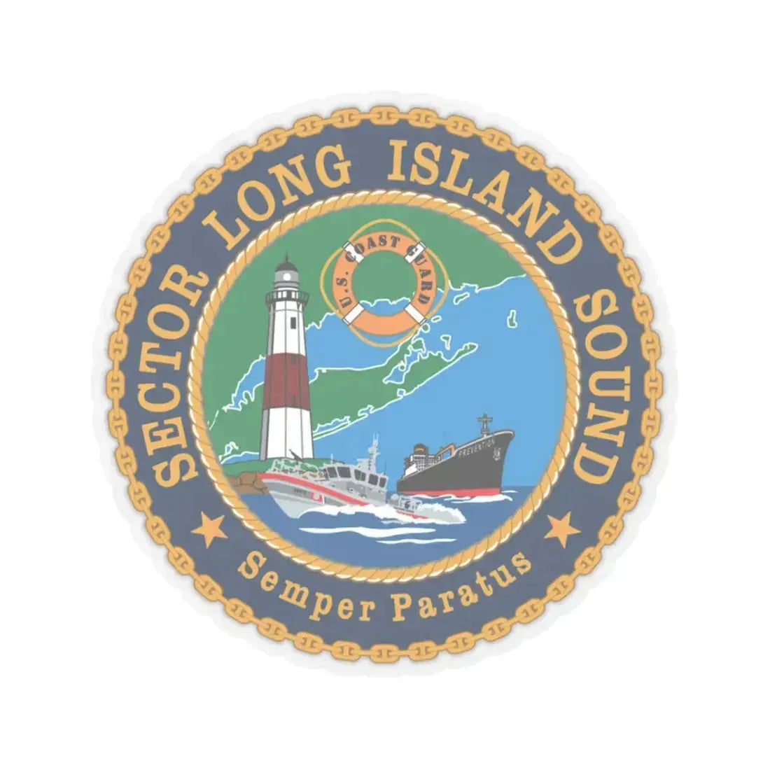 USCG Sector Long Island Sound (U.S. Coast Guard) STICKER Vinyl Kiss-Cut Decal 3 Inch Transparent - The Sticker Space