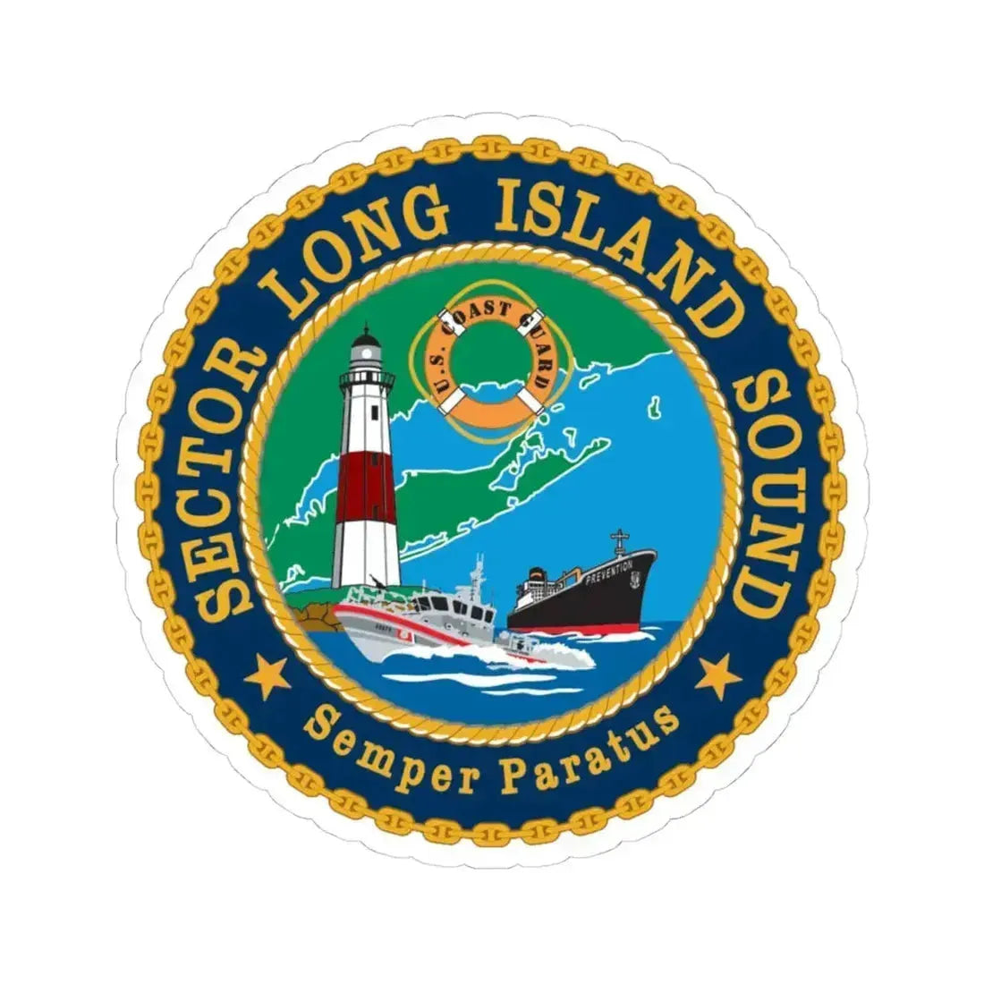 USCG Sector Long Island Sound (U.S. Coast Guard) STICKER Vinyl Kiss-Cut Decal 4 Inch White - The Sticker Space