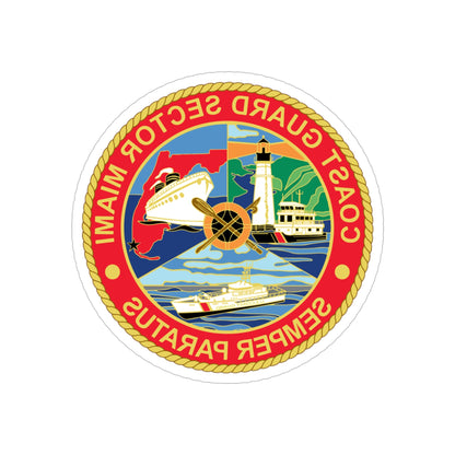 USCG Sector Miami (U.S. Coast Guard) REVERSE PRINT Transparent STICKER-5" × 5"-The Sticker Space