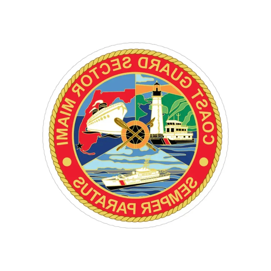 USCG Sector Miami (U.S. Coast Guard) REVERSE PRINT Transparent Die-Cut STICKER 3 Inch Die-Cut Transparent - The Sticker Space
