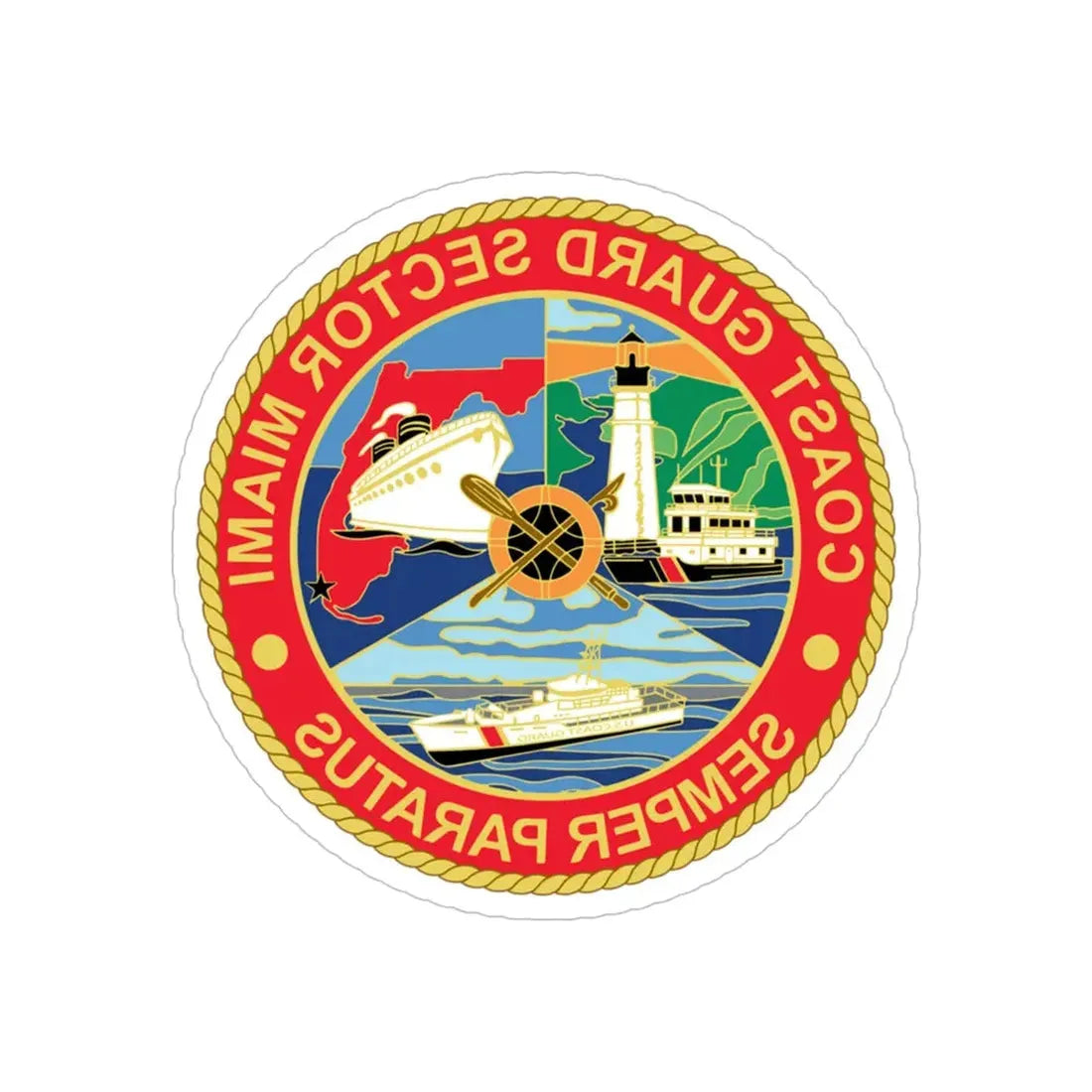 USCG Sector Miami (U.S. Coast Guard) REVERSE PRINT Transparent Die-Cut STICKER 6 Inch Die-Cut Transparent - The Sticker Space