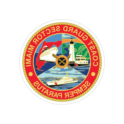 USCG Sector Miami (U.S. Coast Guard) REVERSE PRINT Transparent Die-Cut STICKER 6 Inch Die-Cut Transparent - The Sticker Space