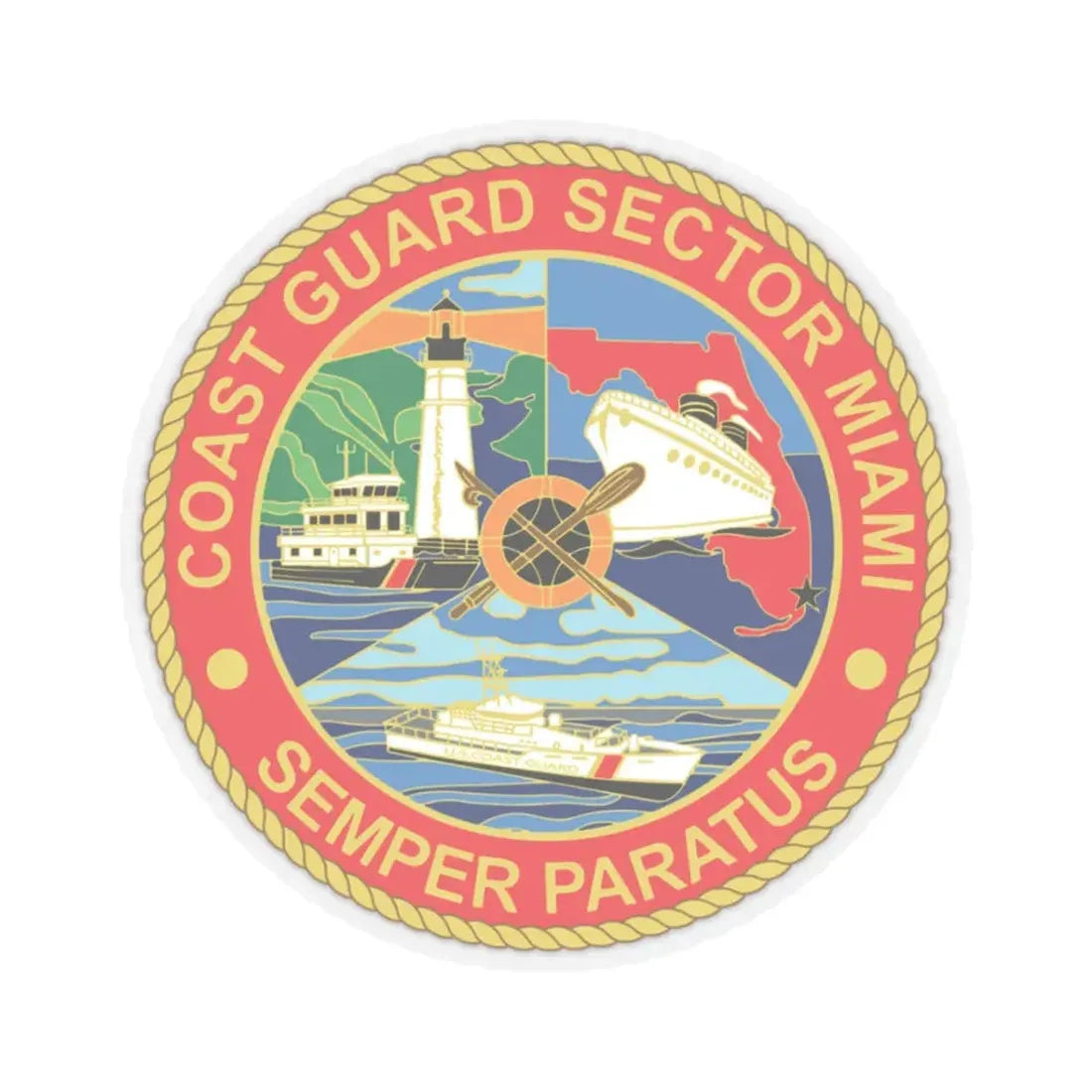 USCG Sector Miami (U.S. Coast Guard) STICKER Vinyl Kiss-Cut Decal 3 Inch Transparent - The Sticker Space