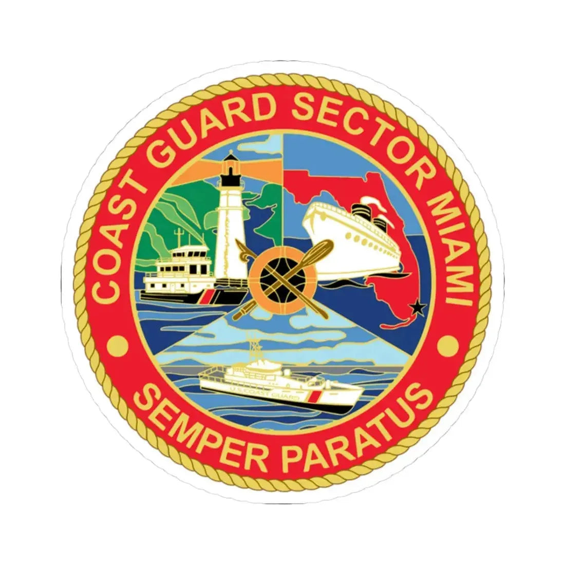 USCG Sector Miami (U.S. Coast Guard) STICKER Vinyl Kiss-Cut Decal 3 Inch White - The Sticker Space