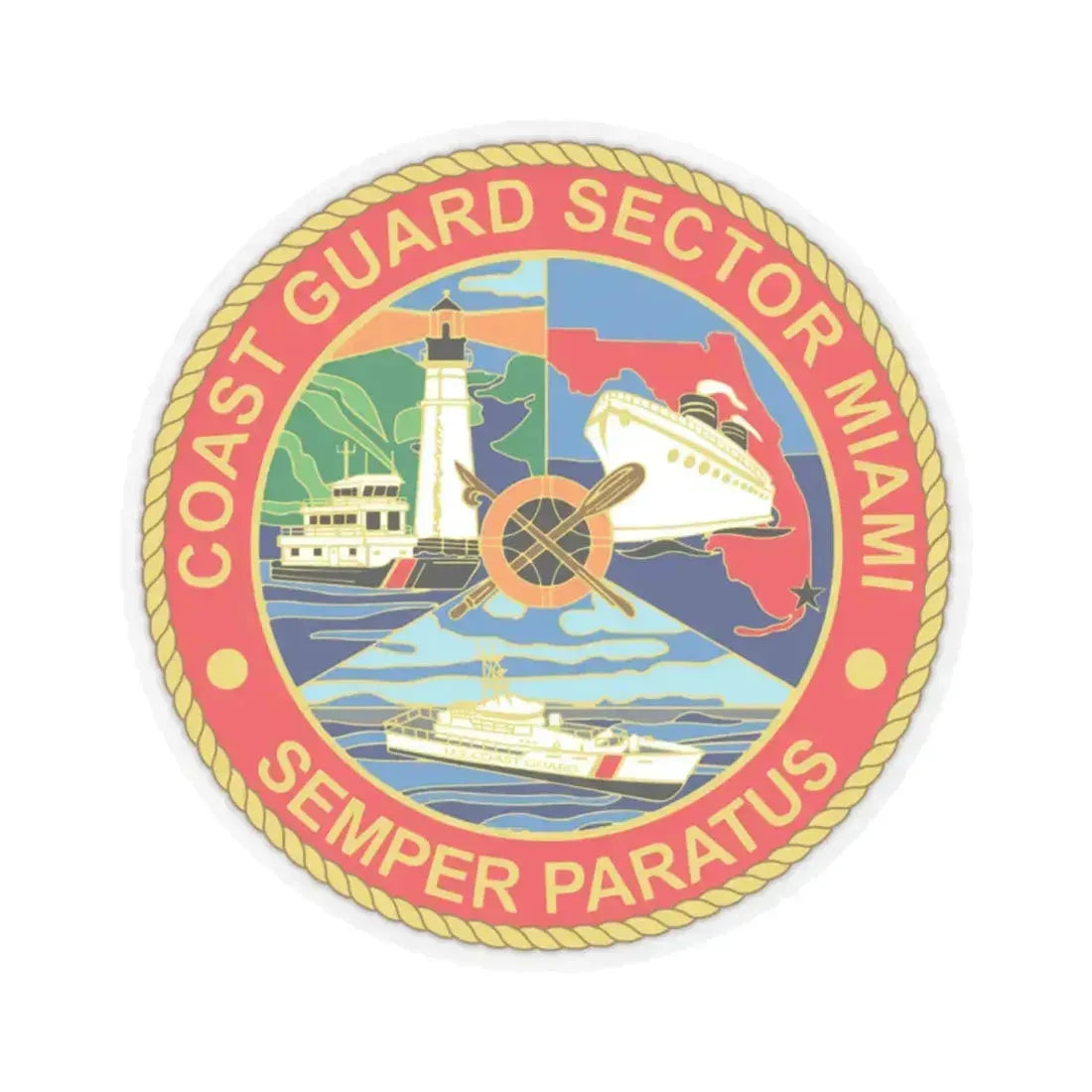 USCG Sector Miami (U.S. Coast Guard) STICKER Vinyl Kiss-Cut Decal 4 Inch Transparent - The Sticker Space