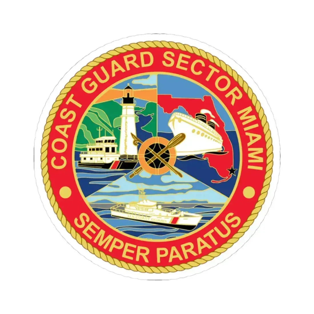 USCG Sector Miami (U.S. Coast Guard) STICKER Vinyl Kiss-Cut Decal 4 Inch White - The Sticker Space