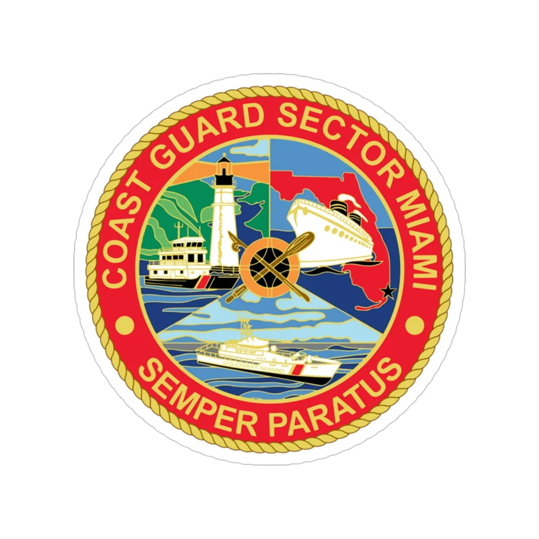 USCG Sector Miami (U.S. Coast Guard) Transparent STICKER Die-Cut Vinyl Decal 4 Inch - The Sticker Space