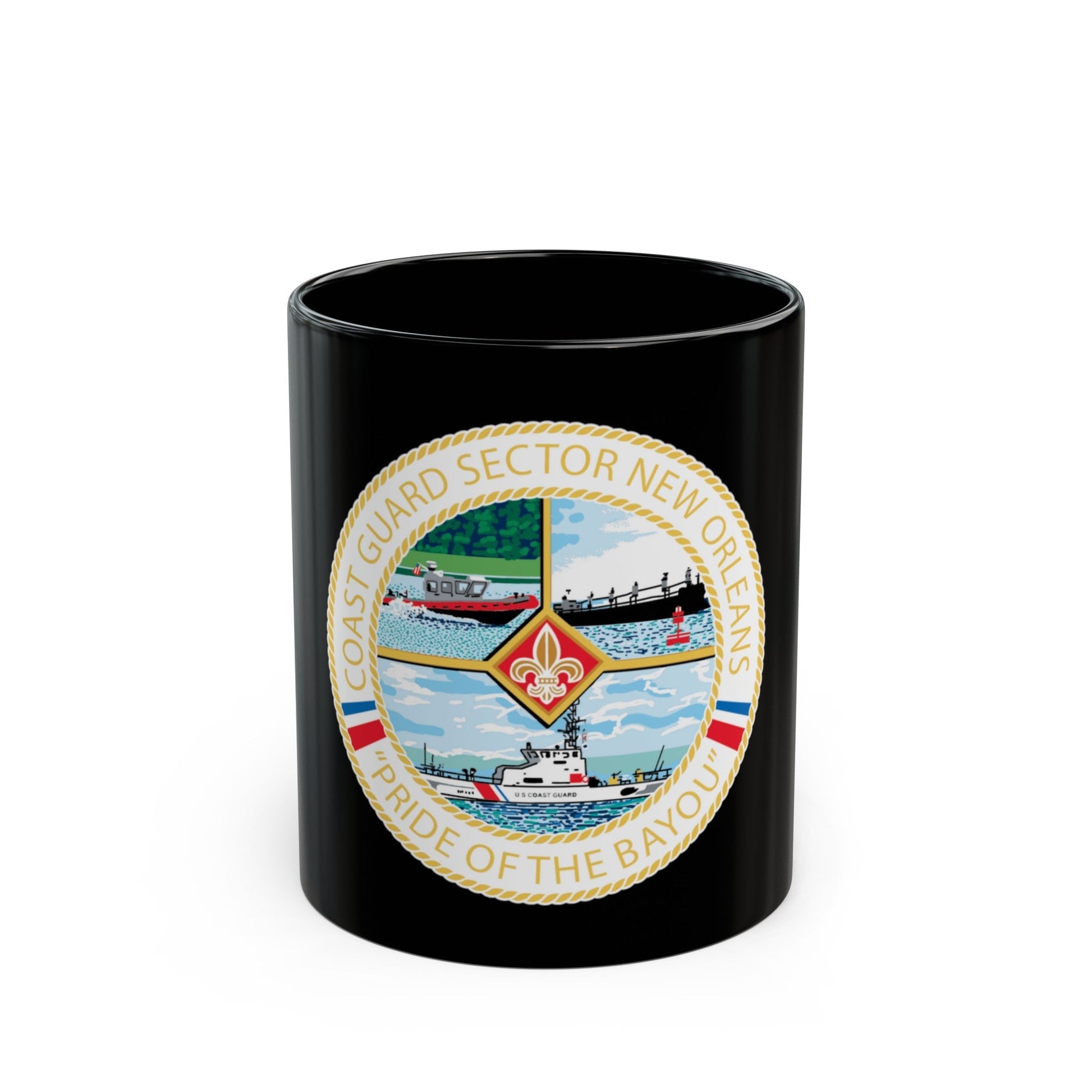 USCG Sector New Orleans Pride of the Bayou (U.S. Coast Guard) Black Coffee Mug-11oz-The Sticker Space