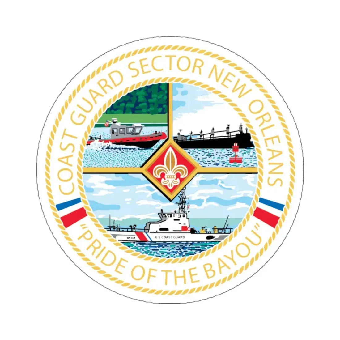 USCG Sector New Orleans   Pride of the Bayou (U.S. Coast Guard) STICKER Vinyl Kiss-Cut Decal 4 Inch White - The Sticker Space