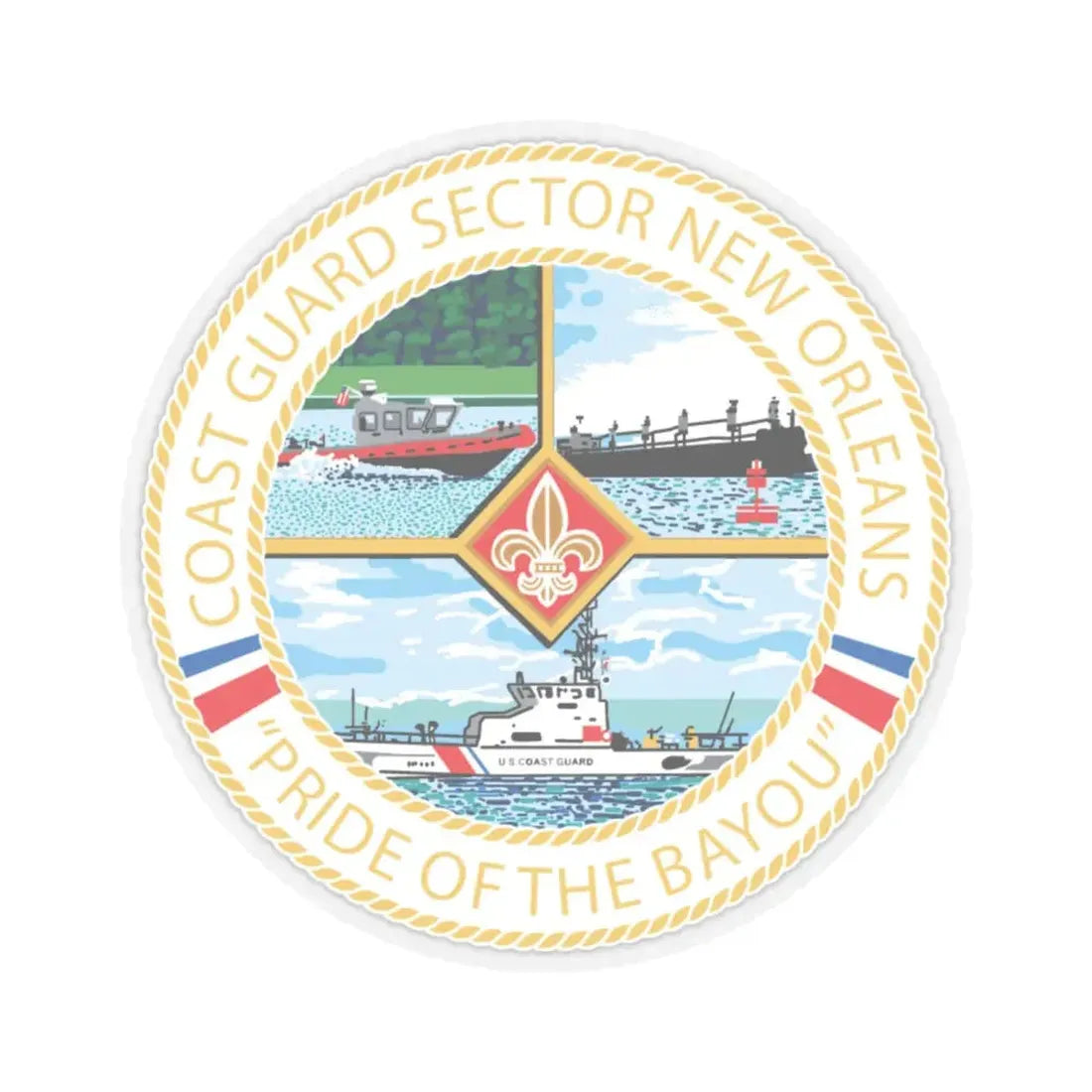 USCG Sector New Orleans   Pride of the Bayou (U.S. Coast Guard) STICKER Vinyl Kiss-Cut Decal 6 Inch Transparent - The Sticker Space