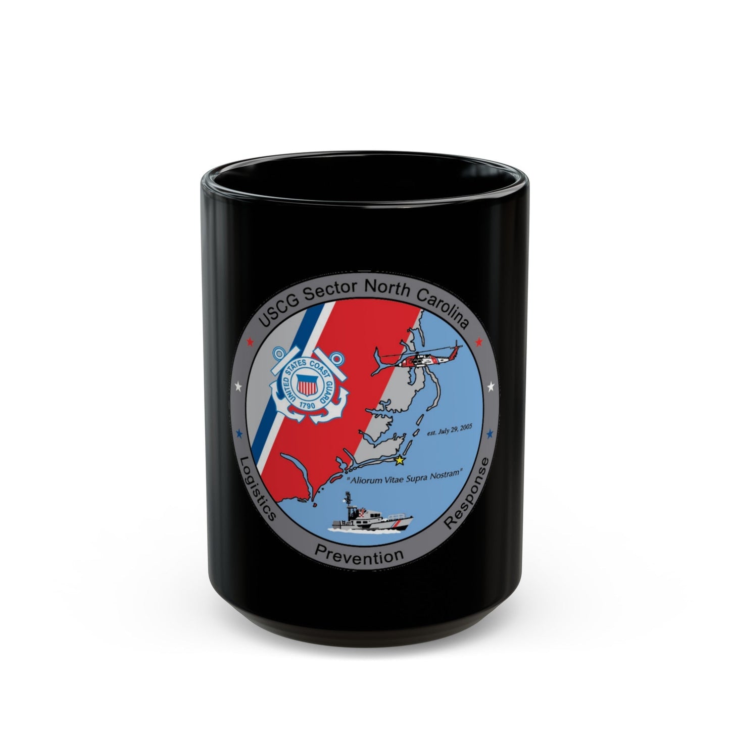 USCG Sector North Carolina (U.S. Coast Guard) Black Coffee Mug-15oz-The Sticker Space