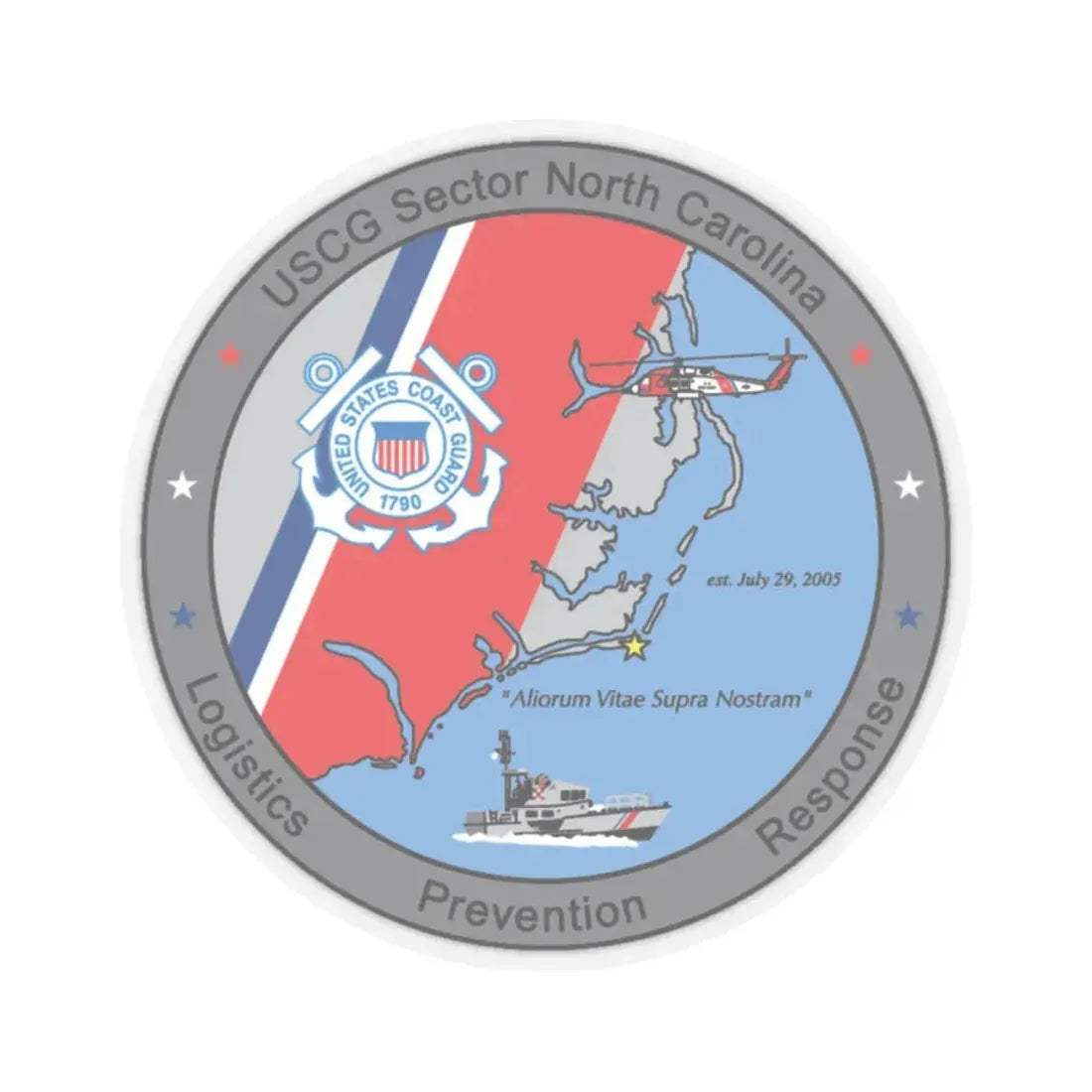 USCG Sector North Carolina (U.S. Coast Guard) STICKER Vinyl Kiss-Cut Decal 2 Inch Transparent - The Sticker Space